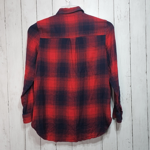 Madewell Women's Classic Red Blue Flannel Plaid Ex-Boyfriend Shirt Size Small. - Picture 7 of 7
